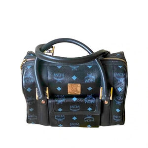 MCM Black Visetos Boston  Bag